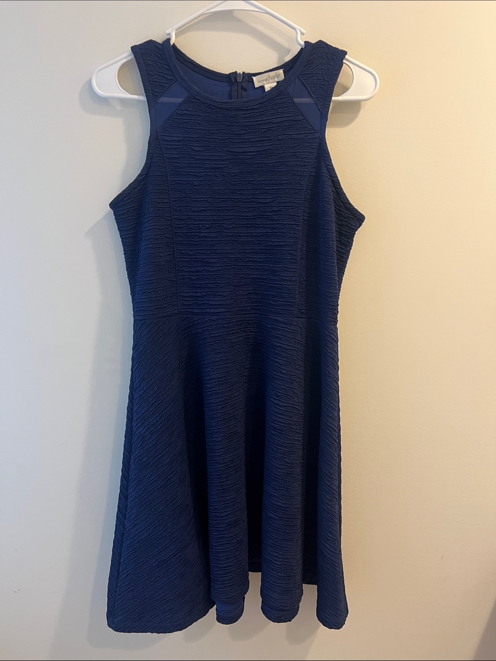 Worthington Navy Textured Fit-and-Flare Dress